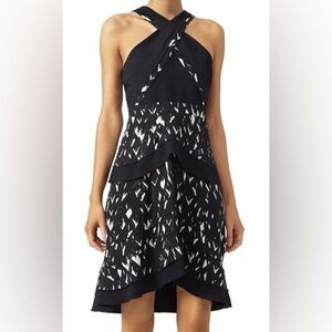Proenza Schouler Size 6 100% Silk Black and White Feather Dress